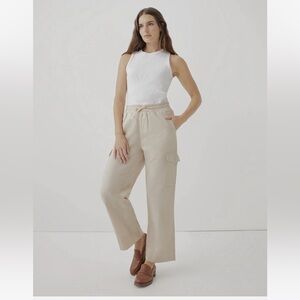 Pact Women's Sandshell Canopy Linen Blend Wide Leg Pant L